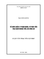 (Luận văn thạc sĩ) tổ chức quản lý phạm nhân, từ thực tiễn trại giam hoàng tiến, bộ công an​ 