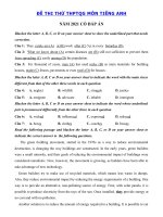 Tải Đề thi thử thpt quốc gia 2021 môn Anh trường THPT Hàn Thuyên lần 1 - Đề thi thử tốt nghiệp THPT 2021 môn tiếng Anh có đáp án