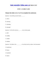 Tải Trắc nghiệm Ngữ pháp tiếng Anh lớp 10 Unit 1 Family Life - Bài tập Tiếng Anh 10 mới theo Unit có đáp án