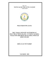 Thực trạng chăm sóc người bệnh sau phẫu thuật thủng dạ dày tá tràng tại khoa ngoại tổng hợp bệnh viện đa khoa tỉnh nam định năm 2020 
