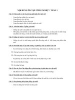NỘI DUNG ÔN TẬP CÔNG NGHỆ 7- TUẦN 1