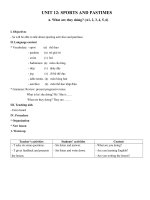 Tải Giáo án unit 12: Sports and pastimes - Giáo án điện tử Tiếng Anh 6