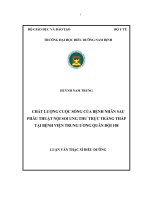 Chất lượng cuộc sống của bệnh nhân sau phẫu thuật nội soi ung thư trực tràng thấp tại bệnh viện trung ương quân đội 108 