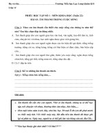 Môn Khoa học Khối 4 Tuần 22 NH  20-21