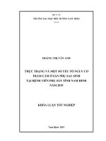 Thực trạng và một số yếu tố nguy cơ trầm cảm ở sản phụ sau sinh tại bệnh viên phụ sản tỉnh nam đinh năm 2019 
