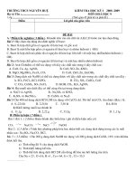 Download Đề thi HKI hóa học 9- THCS NGuyễn Huệ