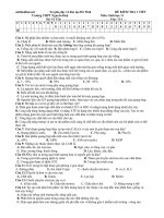 Download Đề kiểm tra 1 tiết sinh học 11 - THPT Nguyễn Huệ