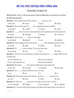 Tải Đề thi thử thpt quốc gia 2021 môn Anh trường THPT Tiên Du lần 1 - Đề thi thử thptqg 2021 môn Anh có đáp án