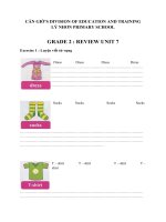 Tiếng Anh : phiếu hướng dẫn tự học ÔN TẬP  Lớp  2 ( UNIT 7) tuần 21+22