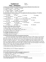 Download Đề kiểm tra 1 tiết bài số 3 tiếng anh 8