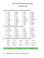 Tải Bài ôn tập ở nhà nghỉ dịch COVID-19 môn tiếng Anh lớp 6 mới - Bài tập tiếng Anh lớp 6 trong thời gian nghỉ dịch COVID-19