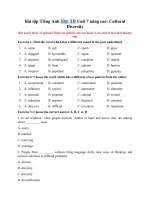 Tải Bài tập Tiếng Anh lớp 10 Unit 7 nâng cao: Cultural Diversity - Tiếng Anh lớp 10 Unit 7 có đáp án