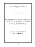 Giải pháp tăng cường huy động vốn đầu tư cho phát triển du lịch tỉnh tuyên quang đến năm 2025 
