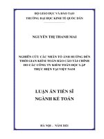Nghiên cứu các nhân tố ảnh hưởng đến thời gian kiểm toán báo cáo tài chính do các công ty kiểm toán độc lập thực hiện tại Việt Nam
