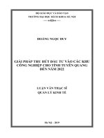 Giải pháp thu hút đầu tư vào các khu công nghiệp cho tỉnh tuyên quang đến năm 2022 