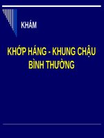 KHÁM KHỚP HÁNG BÌNH THƯỜNG (CHẤN THƯƠNG CHỈNH HÌNH) (chữ biến dạng do slide dùng font VNI times, tải về xem bình thường) 