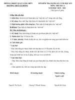 Đề kiểm tra thể dục lớp 9 cuối kì I năm học 2020-2021