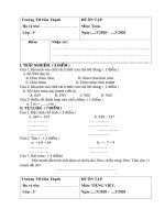 ĐỀ ÔN TẬP KIẾN THỨC MÔN TOÁN VÀ TIẾNG VIỆT LỚP 3