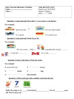 ĐỀ ÔN TẬP MÔN TIẾNG ANH DÀNH CHO HS LỚP 3