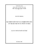 luận án tiến sĩ đặc điểm ngôn ngữ của người nông dân (từ tư liệu một số tác phẩm văn học) 