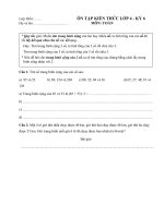 Đề ôn tập kiến thức dành cho học sinh Khối 4 Kì 6