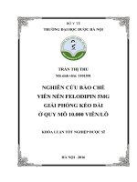 TRẦN THỊ THU mã sinh viên 1101501 NGHIÊN cứu bào CHẾ VIÊN nén FELODIPIN 5MG GIẢI PHÓNG kéo dài ở QUY mô 10 000 VIÊNLÔ KHÓA LUẬN tốt NGHIỆP dược sĩ 