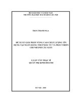 Đề xuất giải pháp nâng cao chất lượng tín dụng tại ngân hàng TMCP đầu tư và phát triển chi nhánh cầu giấy 