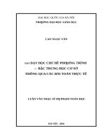 luận văn thạc sĩ dạy học chủ đề phương trình ở bậc trung học cơ sở thông qua các bài toán thực tế​ 