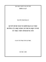 luận văn thạc sĩ quyền được bảo vệ khỏi bạo lực học đường của học sinh cấp trung học cơ sở, từ thực tiễn tỉnh hưng yên​ 