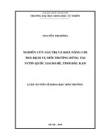 luận văn thạc sĩ nghiên cứu giá trị và khả năng chi trả dịch vụ môi trường rừng tại vườn quốc gia ba bể, tỉnh bắc kạn​ 