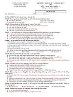 Download Đề kiểm tra HKII môn sinh học 11-THPT Chuyên Trần Hưng Đạo