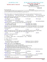Đề thi thử tốt nghiệp THPT năm 2021 môn Hóa học có đáp án - Trường THPT Lý Thái Tổ (Lần 1)