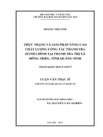 Thực trạng và giải pháp nâng cao chất lượng công tác thanh tra hành chính tại thanh tra thị xã đông triều, tỉnh quảng ninh 