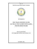 thực trạng chăm sóc sản phụ sau mổ lấy thai tại bệnh viện đa khoa tỉnh hòa bình năm 2020 