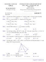 Đề thi KSCL kết hợp thi thử tốt nghiệp THPT môn Toán 12 năm 2020-2021 - Sở GD&ĐT Nghệ An (Đợt 1)