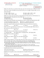 Đề thi thử tốt nghiệp THPT năm 2021 môn Sinh học có đáp án - Trường THPT Lý Thái Tổ (Lần 1)