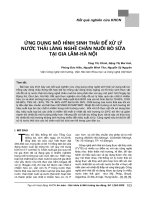 Ứng dụng mô hình sinh thái để xử lý nước thải làng nghề chăn nuôi bò sữa tại Gia Lâm-Hà Nội