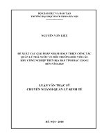 Đề xuất các giải pháp nhằm hoàn thiện công tác quản lý nhà nước về môi trường đối với các khu công nghiệp trên địa bàn tỉnh bắc giang đến năm 2025 