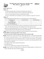 Đề thi giữa học kì 2 môn Sinh học 11 năm 2018-2019 có đáp án - Trường THPT Gia Định