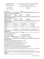 Đề thi KSCL lần 1 môn Tiếng Anh 11 năm 2020-2021 có đáp án - Trường THPT Quế Võ 1 (Khối D, A1)