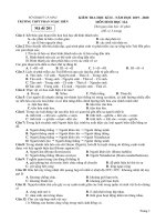 Đề thi học kì 2 môn Sinh học 12 năm 2019-2020 có đáp án - Trường THPT Phan Ngọc Hiển