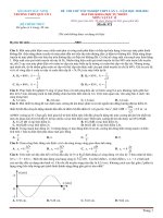 Đề thi thử tốt nghiệp THPT năm 2021 môn Vật lí có đáp án - Trường THPT Quế Võ 1 (Lần 1)