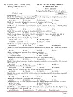 Đề thi thử tốt nghiệp THPT năm 2021 môn Hóa học có đáp án - Trường THPT Tiên Du số 1 (Lần 1)