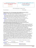 Đề thi thử tốt nghiệp THPT năm 2021 môn Tiếng Anh có đáp án - Trường THPT Lý Thái Tổ (Lần 1)