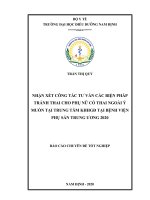 công tác tư vấn các biện pháp tránh thai cho phụ nữ có thai ngoài ý muốn tại trung tâm tư vấn sức khỏe sinh sản  kế hoạch hóa gia đình  bệnh viện phụ sản trung ương năm 2020 