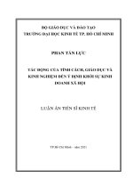 Tác động của tính cách, giáo dục và kinh nghiệm đến ý định khởi sự kinh doanh xã hội