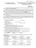 Đề thi học kì 2 môn Tiếng Anh 10 năm 2019-2020 có đáp án - Trường THPT Đoàn Thượng (Khối cơ bản)