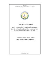 thực trạng kiến thức an toàn truyền máu của điều dưỡng tại khoa nội tiêu hóa bệnh viện đa khoa tỉnh thái bình năm 2020 