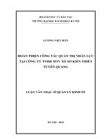 Hoàn thiện công tác quản trị nhân lực tại công ty TNHH MTV xổ số kiến thiết tuyên quang 
