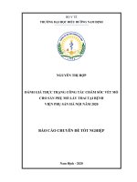 đánh giá thực trạng công tác chăm sóc vết mổ cho sản phụ mổ lấy thai tại bệnh viện phụ sản hà nội năm 2020 